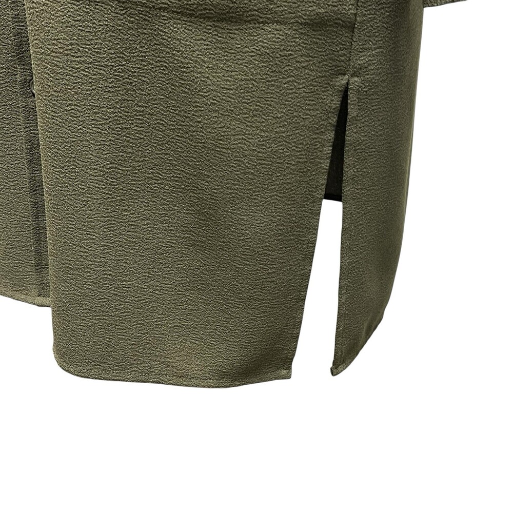 Linea by Louis Dell’Olio Oversized Shirt Dress XS Olive Green Crepe Gauze - Picture 11 of 11